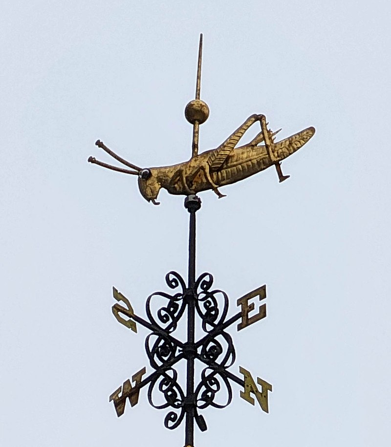 Една от най-старите капсули на времето - скакалецът ветропоказател в Бостън. Снимка: Уикимедия комънс