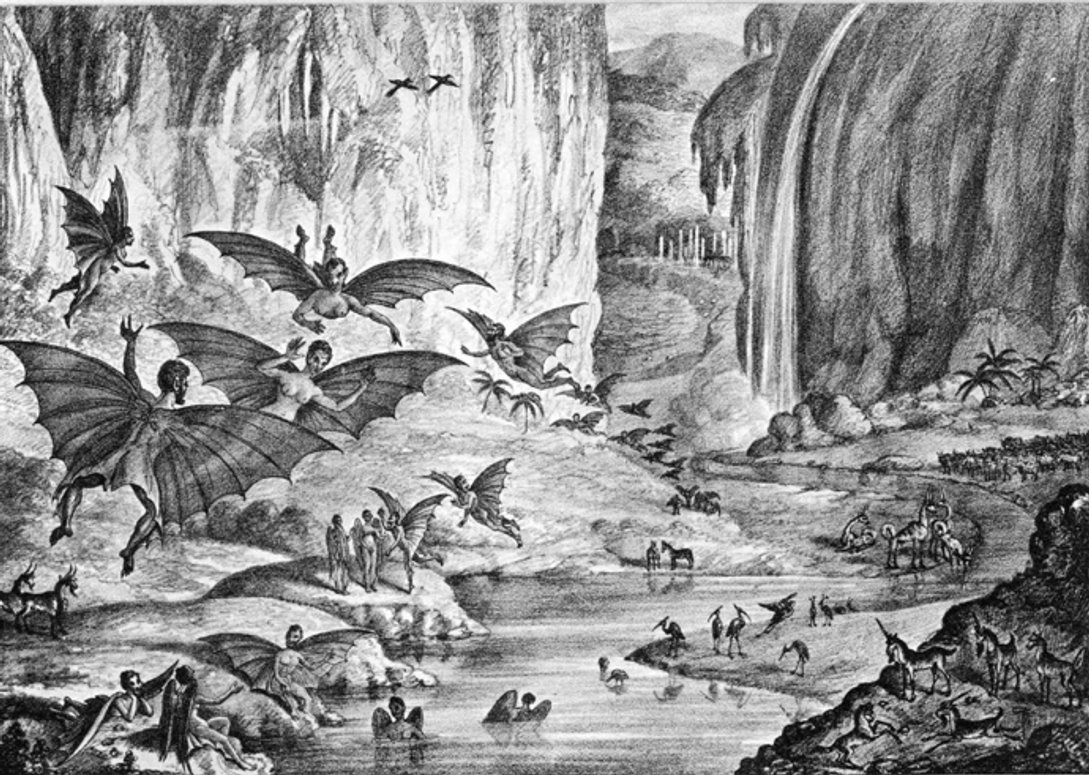 Илюстрация от историята за лунните жители, публикувана от "Ню Йорк Сън"