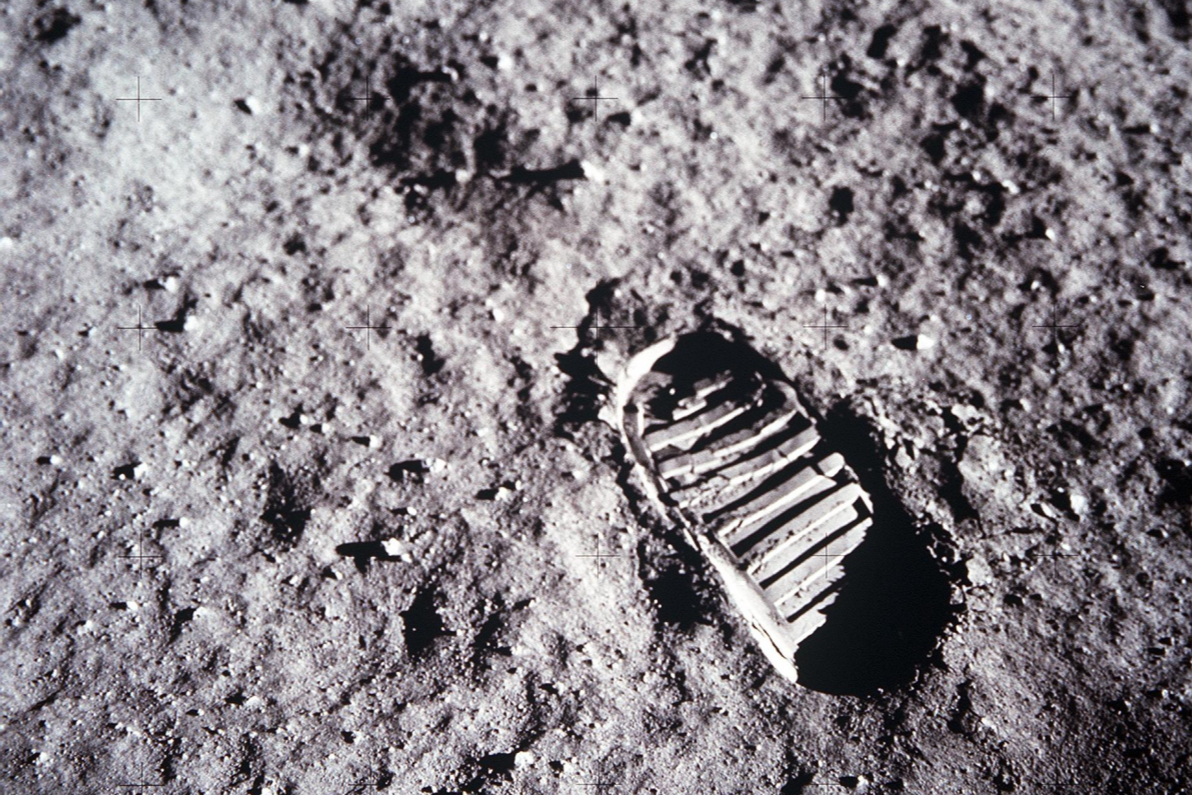 Отпечатъкът от първата човешка стъпка на Луната. Снимка: ©NASA